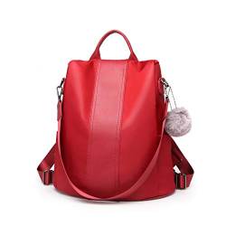 Miss Lulu Damen Rucksack Wasserdichte Nylon Schultaschen Anti-Diebstahl Tagesrucksack Schultertaschen für Unterwegs (Rot) von Miss Lulu