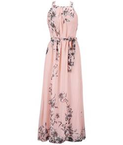 MissFox Damen Maxikleid Frauen Ärmellos Sommer Böhmen Party Strand Chiffon Kleid Übergröße (5XL, Rosa) von MissFox