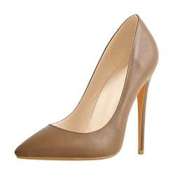 MissHeel Basic Pumps Damen Stilettos Klassische Absatzschuhe High Heels Frauen Pfennigabsatz Hellbraun EU 42 von MissHeel