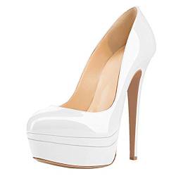 MissHeel Double Plateau Pumps Stilettos Sandwiches Platform High Heels Sexy Weiß EU 39 von MissHeel