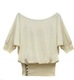 Mississhop 50-10 Japan Style Damen Bluse/T- Shirt mit offenen Schultern Creme L von Mississhop