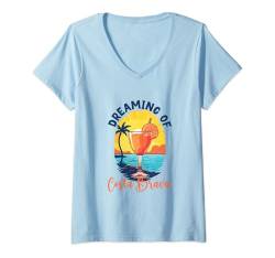 Damen Träume von Costa Brava T-Shirt mit V-Ausschnitt von Mittelmeer Urlaub in Spanien