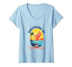 Damen Träume von Valldemossa T-Shirt mit V-Ausschnitt von Mittelmeer Urlaub in Spanien