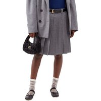 Miu Miu Midirock Faltenrock Rock Plissee Wool Cashmere Pleated Midi Knee Skirt Gürtelschlaufen-Feine Logostickerei auf der Rückseite von Miu Miu