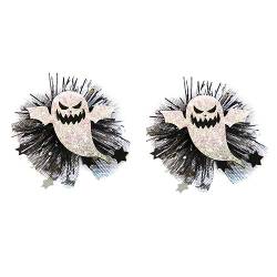 2 x Gothic-Haarspangen für Kinder, niedlicher Totenkopf/Fledermaus, Seitenclip, Haarstyling-Zubehör, Halloween, Mottoparty, Kopfschmuck, Hallow von Mjaie