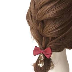 Elegante Schleife Y2K-Stil Balletcore Quasten Haarspange Flache Clips Balletcore Haarnadel Schleife Herz Haarspange für Bündel Mädchen Haar C von Mjaie