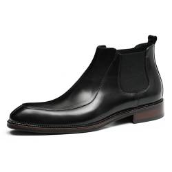 MlYJmer Herren Chelsea Boots Leder Stiefeletten Elegante Stiefel,Schwarz,43 EU von MlYJmer