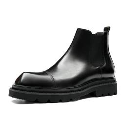 MlYJmer Herren Chelsea Boots Plateau Leder Oxfords Stiefeletten Elegante Stiefel,Schwarz,46 EU von MlYJmer