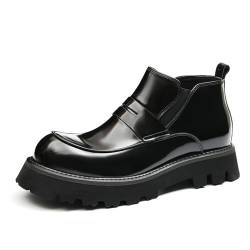 MlYJmer Herren Leder Stiefeletten Mode Elegante Oxford Boot Plateau Business Schuhe,Schwarz,43 EU von MlYJmer