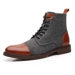 MlYJmer Herren Stiefel Schnüren Männer Ankle Boots Mode Motorrad Stiefel Leichte Herbst Winter Männliche Kurze Stiefel,Grau,44 EU von MlYJmer