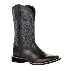 MlYJmer Herren Vintage Western Cowboystiefel Herren bestickte Stiefel Medium Tube,Schwarz,43 EU von MlYJmer