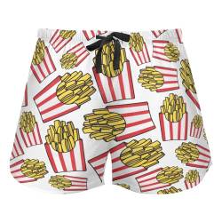 Pommes Frites Damen-Shorts, Pyjamahose, Lounge-Hose, Nachtwäsche, Kordelzug, Pommes Frites, 48 von Mnsruu