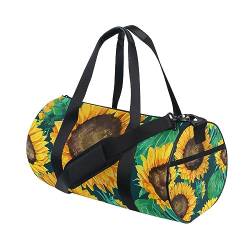 Sporttasche mit Sonnenblumen-Blättern für Damen und Herren, Reisetasche, Trainingstasche, Strand, Yoga, Wochenende, Tanztasche, D252, L von Mnsruu