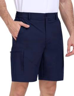 MoFiz Kurze Hosen Herren Cargo Outdoor Shorts Sommer Wandershorts Leichte Schnelltrocknend Golf Shorts Kurze Wanderhose Trekkinghose Sporthose Kurz mit 5 Taschen Marineblau EU Größe 3XL von MoFiz