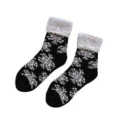 Mobanna Hüttensocken Damen 43-46, Herren Socken Motiv Weihnachten Damen Witzige Weihnachtssocken Kuschelsocken - Warme Hüttensocken Mit Teddyfutter Weihnachts Dicke Warm Winter Fell Innen Frauen von Mobanna