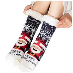 Mobanna Hüttensocken Damen 43-46, Warme Weihnachtssocken Damen Herren Rentier Kuschelsocken Flauschig - Stoppersocken Weihnachten Weihnachts Dicke Socken Hüttensocken Winter Für Frauen Haussocken von Mobanna