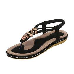 Mobanna Sandalen Damen Sommer Flache Zehentrenner Sandaletten Bohemian Flip Flops von Mobanna