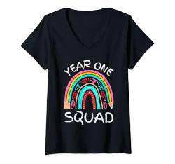 Damen Year One Squad Bleistift Regenbogen – Schulanfang – Jungen Mädchen T-Shirt mit V-Ausschnitt von Mocking Merch