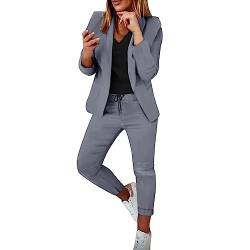 Modaworld Damen Elegant Business Anzug Set Hosenanzug Damen Elegant Business Anzug Set Hosenanzug Blazer Hose 2-teilig Anzug Karo Kariert Zweiteiler Slimfit Streetwear Festlich Sportlich Hosenanzug von Modaworld