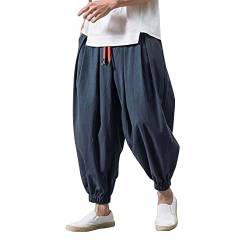 Modaworld Streetwear Herren Haremshose Japanischen Stil Casual Hose Mann Jogger Hosen Chinesische Baggy Hosen Haremshose - Hippie Yoga Ballon Bloomer Casual Lose Casual Laufhose von Modaworld