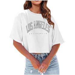 Sommer T-Shirts für Damen, Lässige Kurzärmlige Oberteile mit Rundhalsausschnitt und Buchstabendruck Leicht Weiche Lässige T-Shirts von Modaworld