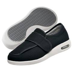 Diabetiker Schuhe Herren extra weit, Reha-Sandale Stretch 06 Damen Herren Klettverschluss Weite rutschhemmend senioren Schuhe mit Klettverschluss(Black,39 EU) von Möge