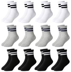 Moitiy 12 Paar Socken Jungen Tennissocken Kinder Kindersocken Jungen Mädchen Sportsocken Unisex Baumwolle Socken von Moitiy