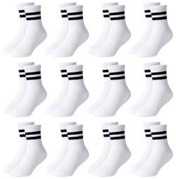 Moitiy 12 Paar Socken Jungen Tennissocken Kinder Kindersocken Jungen Mädchen Sportsocken Unisex Baumwolle Socken von Moitiy