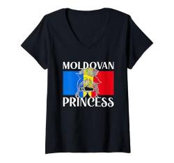 Damen Moldawische Flagge T-Shirt mit V-Ausschnitt von Moldova Gifts for Men Women