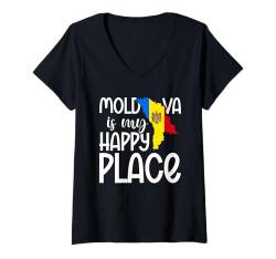 Damen Moldawische Flagge T-Shirt mit V-Ausschnitt von Moldova Gifts for Men Women