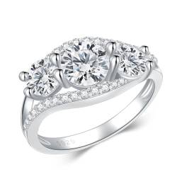 Molioaki Damen 3 Edelsteine Verlobungsring 925 Sterling Silber Eheringe Frauen Ringe 2ct Brillantschliff 5A Zirkonia individuelle Ring Verlobung Hochzeit Geschenk-54 von Molioaki