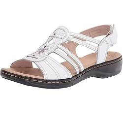 Momolaa B Ware Damenschuhe Lässige seitliche Hohlgürtelschnalle mit flachem Boden, römische Schuhe, Sommersandalen für Damen, modische Damensandalen (White, 37) von Momolaa