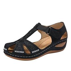 Momolaa Damen Damen Schuhe Sommer Sandalen Schuhe Sandalen Mode Schnalle Damen Riemen Schuhe Keile für Damen Damen Pumps (Black, 38) von Momolaa