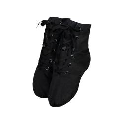 Momolaa Schuhe Ohne Schnürsenkel Damen Frauen Männer Leinwand Freizeitschuhe Hausschuhe Jazz Stiefel Tanzschuhe Weiche Sohlen Übung Schuhe Ballett Tanz Schuhe (Black, 43) von Momolaa