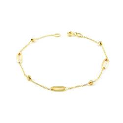 Damen Armband Gelbgold 18K Oval Glanz und Textur 18 cm - Geschenkbox - Garantiezertifikat - Mondepetit von Monde Petit