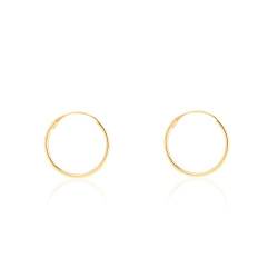 Damen & Kinder Creolen Hoop 12x1 mm Ohrstecker - Gelbgold 9 Karat (375) - Geschenkbox - Garantiezertifikat von Monde Petit