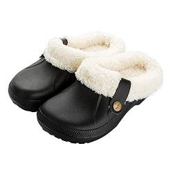 MoneRffi Damen Clogs Herren Warme Plüsch Clogs Wasserdicht Pantoffeln Rutschfeste Garten Clogs Winter Outdoor Gefüttert Hausschuhe von MoneRffi