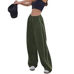 MoneRffi Damen Jogginghose Sporthosen Lange Sommer Damen Fallschirmhose Baggy Elastic Waist Relaxed Y2K Track Pant Hosen Sweathose mit Taschen(Armeegrün,L) von MoneRffi