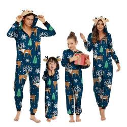 MoneRffi Weihnachten Familie Pyjama Set, Passender Weihnachtspyjama Paare Familien-Schlafanzug, Christmas Nachtwäsche Lang Outfit Winter Damen Herren Kinder Family Schlafanzügeset (33 Damen) von MoneRffi