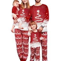 MoneRffi Weihnachten Familie Pyjama Set, Passender Weihnachtspyjama Paare Familien-Schlafanzug, Christmas Nachtwäsche Lang Outfit Winter Damen Herren Kinder Hausanzug Family Schlafanzügeset 20,Damen von MoneRffi