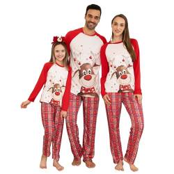 MoneRffi Weihnachts Pyjama Familie Set,Matching Christmas Pyjama Couples Set,Weihnachtspyjama Familie Outfit Weihnachten Schlafanzug für Damen Herren Kinder(Christmas-01,Kinder,12 Jahre) von MoneRffi