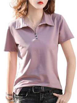 Monissy Damen Poloshirts Kurzarm Polo-Shirt T-Shirts Damen Baumwolle Heritage Slim Fit für Partys Arbeit Büros, Rosa, 2XL von Monissy