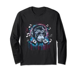 DJ Geschenk Musik Music Männer DiscJockey Disc Jockey Langarmshirt von Monkey DJ Tshirt Herren Damen Kopfhörer Discjockey