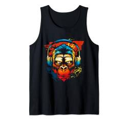 DJ Geschenk Musik Music Männer DiscJockey Disc Jockey Tank Top von Monkey DJ Tshirt Herren Damen Kopfhörer Discjockey