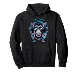 Monkey DJ Geschenk Affe Mit Kopfhörer Party Konzert Natur Pullover Hoodie von Monkey DJ Tshirt Herren Festival Party Feiern Affe