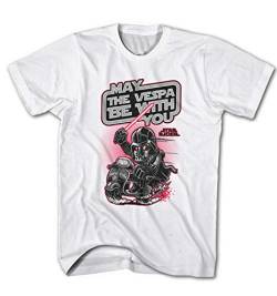 Herren T-Shirt May The Vespa be with You Vader Star Darkside, Farbe:Weiß, Größe:4XL von Monkey Print