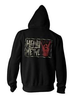 Herren Zipper Hoodie Heavy Metal Pommesgabel Rock Musik Fan, Farbe:Schwarz, Größe:M von Monkey Print