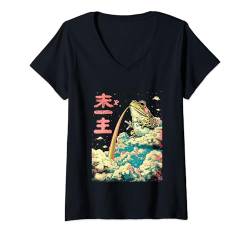 Damen Kaiju Monster Japanese Art Legendary Rare Frog T-Shirt mit V-Ausschnitt von Monster Kaiju Geschenk für Damen Herren & Kinder