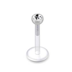 3MM klarer Kristallstein Chirurgenstahl Ball Push Fit Top mit UV 16 Gauge - 10MM L?nge Labret Tragus Piercingschmuck von Monster Piercing