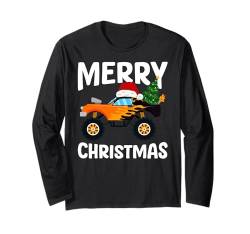 Merry Christmas Santa Hat Toddler Boys Kids Monster Truck Langarmshirt von Monster Truck Tee Store